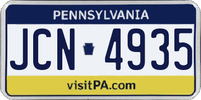 PA license plate JCN4935