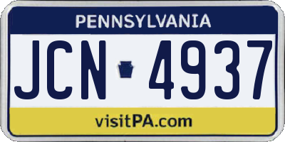 PA license plate JCN4937