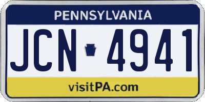 PA license plate JCN4941