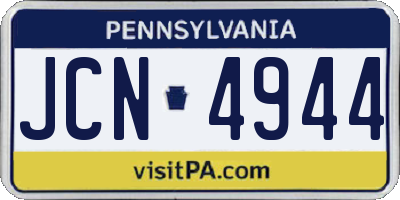 PA license plate JCN4944