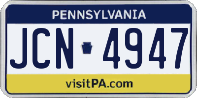 PA license plate JCN4947
