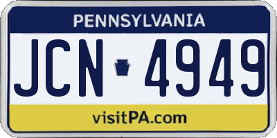 PA license plate JCN4949
