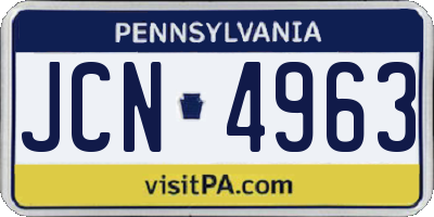 PA license plate JCN4963