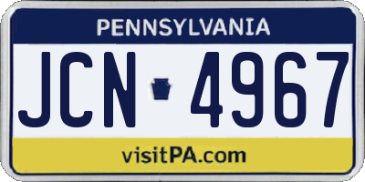 PA license plate JCN4967