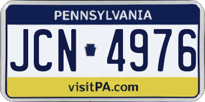 PA license plate JCN4976