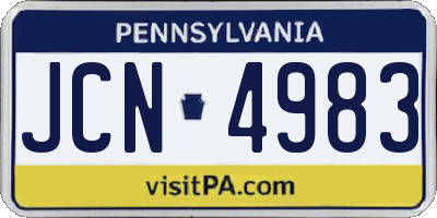 PA license plate JCN4983