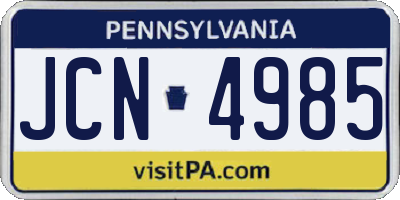 PA license plate JCN4985
