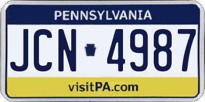 PA license plate JCN4987