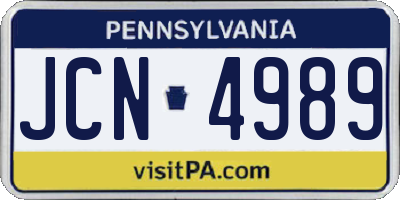 PA license plate JCN4989