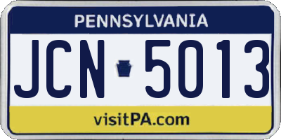 PA license plate JCN5013