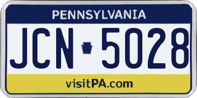 PA license plate JCN5028