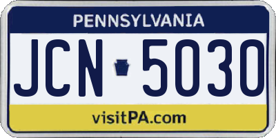 PA license plate JCN5030