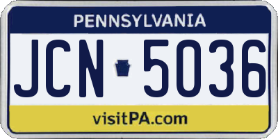 PA license plate JCN5036
