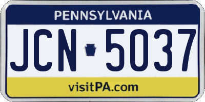 PA license plate JCN5037
