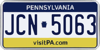 PA license plate JCN5063