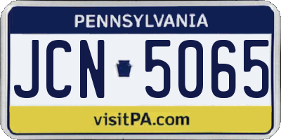 PA license plate JCN5065
