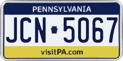 PA license plate JCN5067