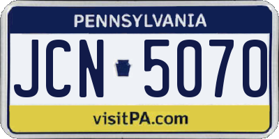 PA license plate JCN5070