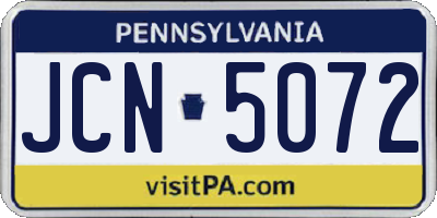 PA license plate JCN5072