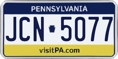 PA license plate JCN5077