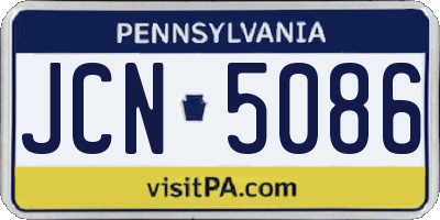 PA license plate JCN5086