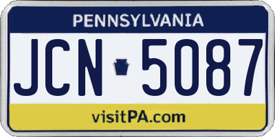 PA license plate JCN5087