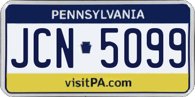 PA license plate JCN5099