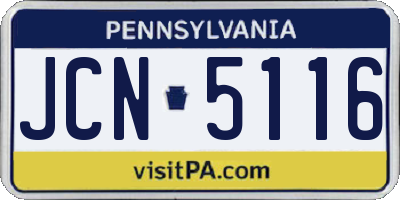 PA license plate JCN5116
