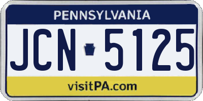 PA license plate JCN5125