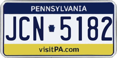 PA license plate JCN5182