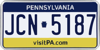 PA license plate JCN5187