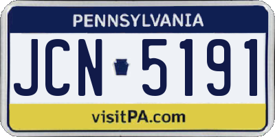 PA license plate JCN5191
