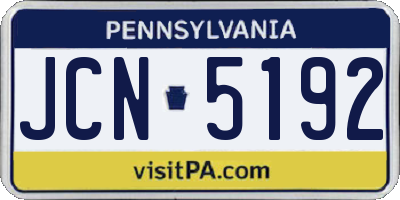 PA license plate JCN5192