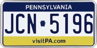PA license plate JCN5196