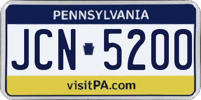 PA license plate JCN5200