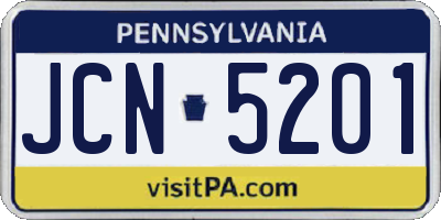 PA license plate JCN5201