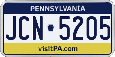 PA license plate JCN5205