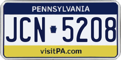 PA license plate JCN5208