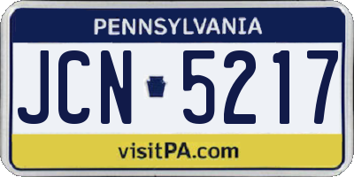 PA license plate JCN5217