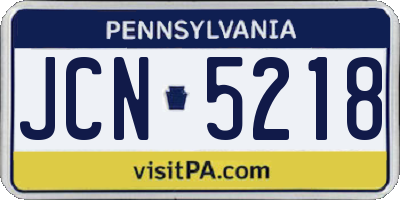 PA license plate JCN5218