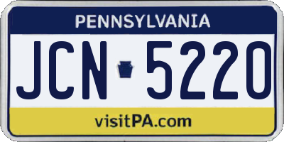PA license plate JCN5220
