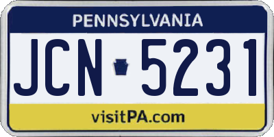 PA license plate JCN5231