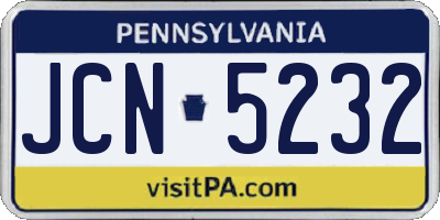PA license plate JCN5232