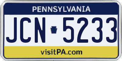 PA license plate JCN5233