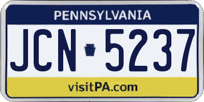 PA license plate JCN5237