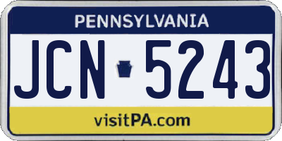 PA license plate JCN5243