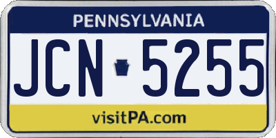 PA license plate JCN5255