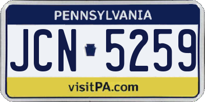 PA license plate JCN5259