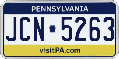 PA license plate JCN5263