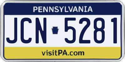 PA license plate JCN5281
